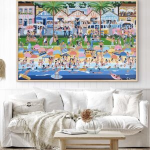 Cafe Society 157x107 framed large abstract beachscape