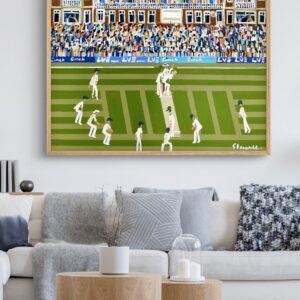 Lords 106x106 framed naive cricket scene