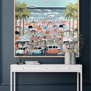 Beach Days 106x106 framed beachscape