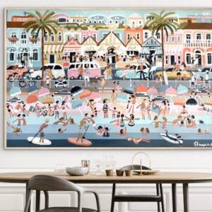 Beach Cafe 157x107 framed large abstract beachscape