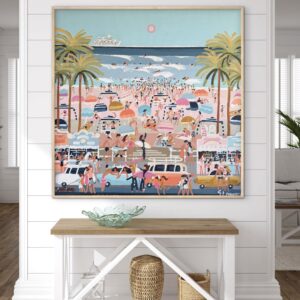 Beach Days 106x106 framed beachscape