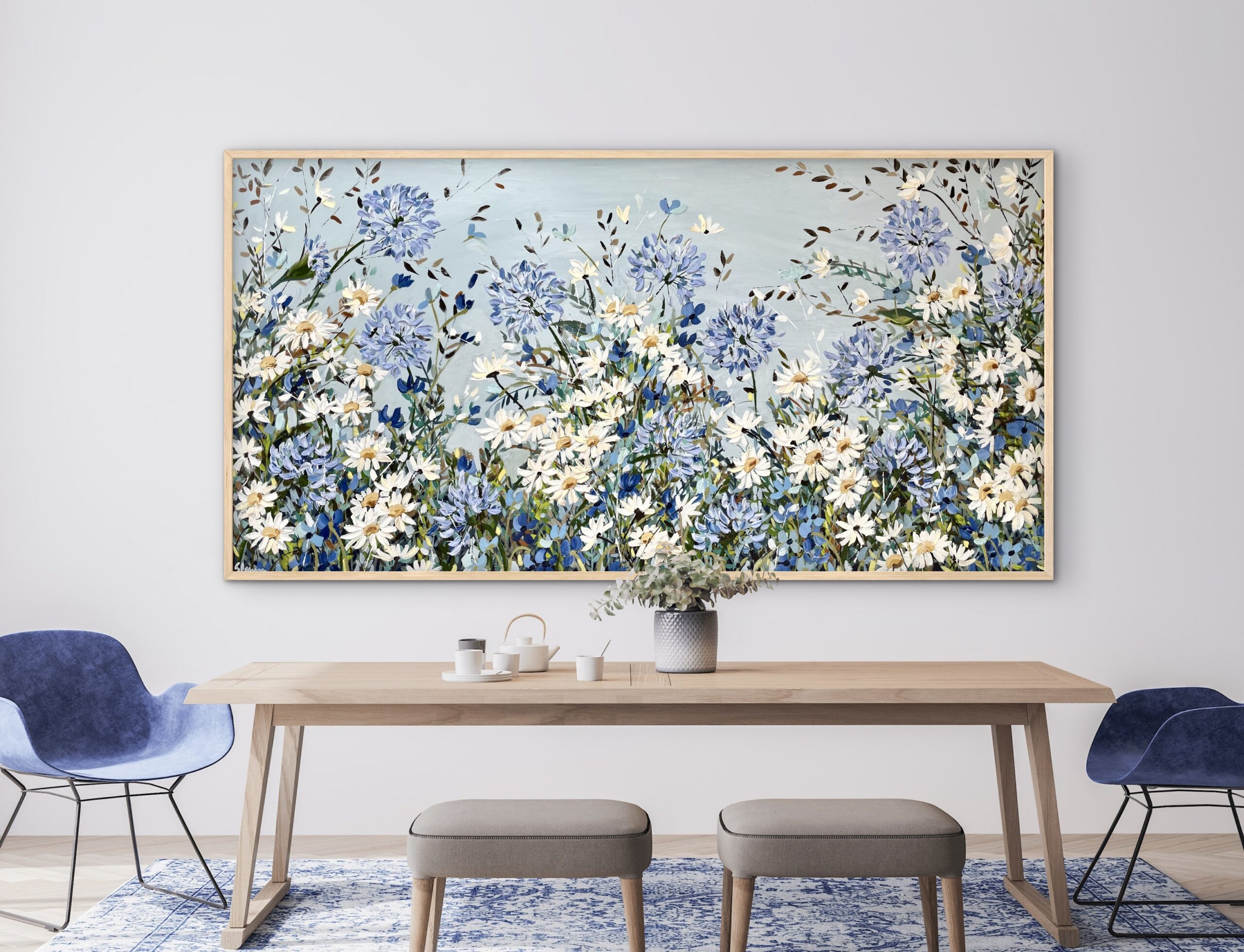 Hamptons Garden 187x97 framed large textured abstract - Image 5