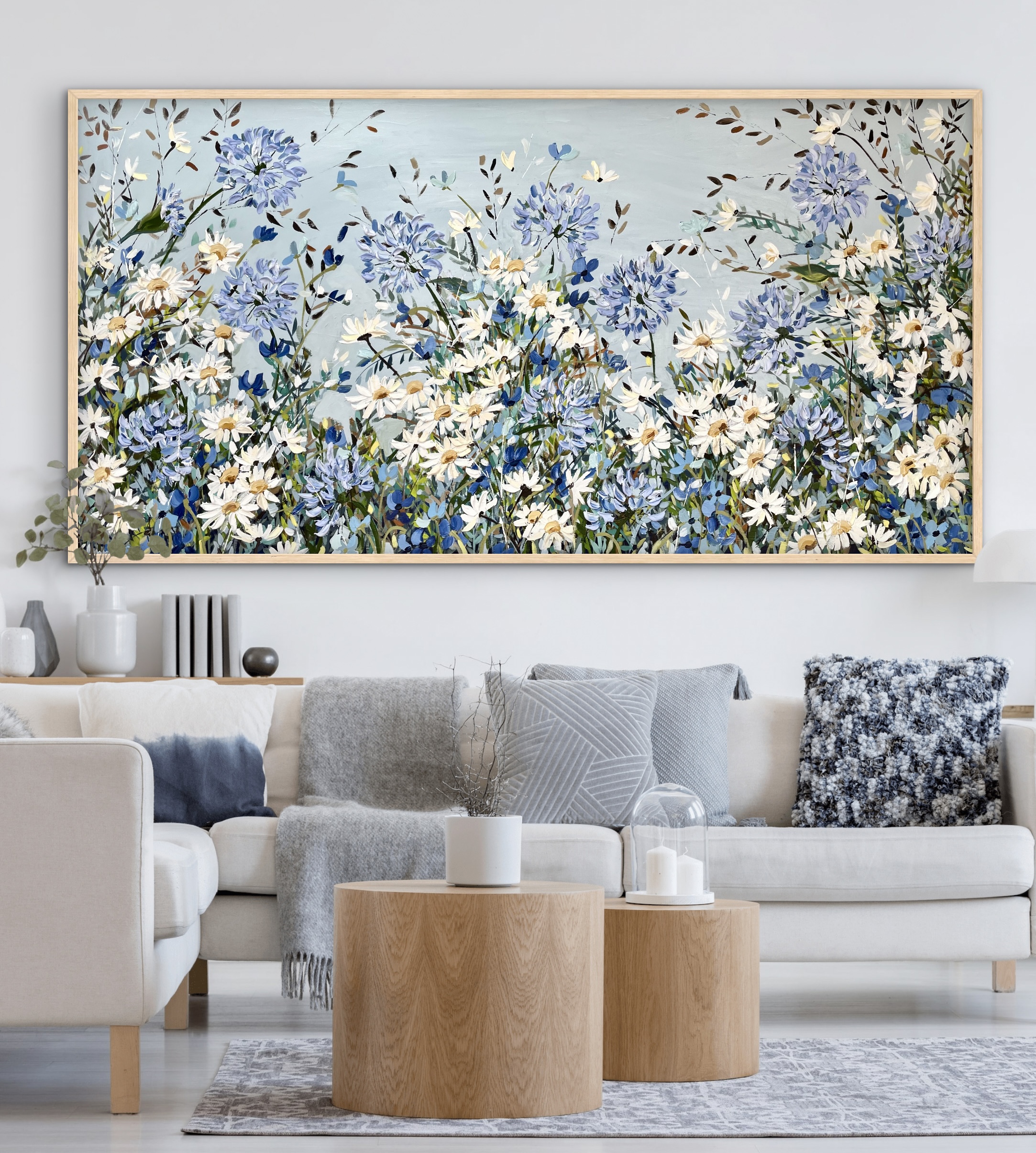 Hamptons Garden 187x97 framed large textured abstract