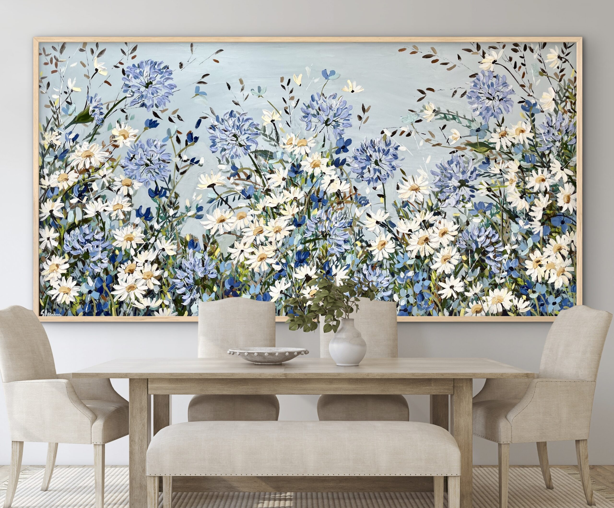 Hamptons Garden 187x97 framed large textured abstract - Image 2