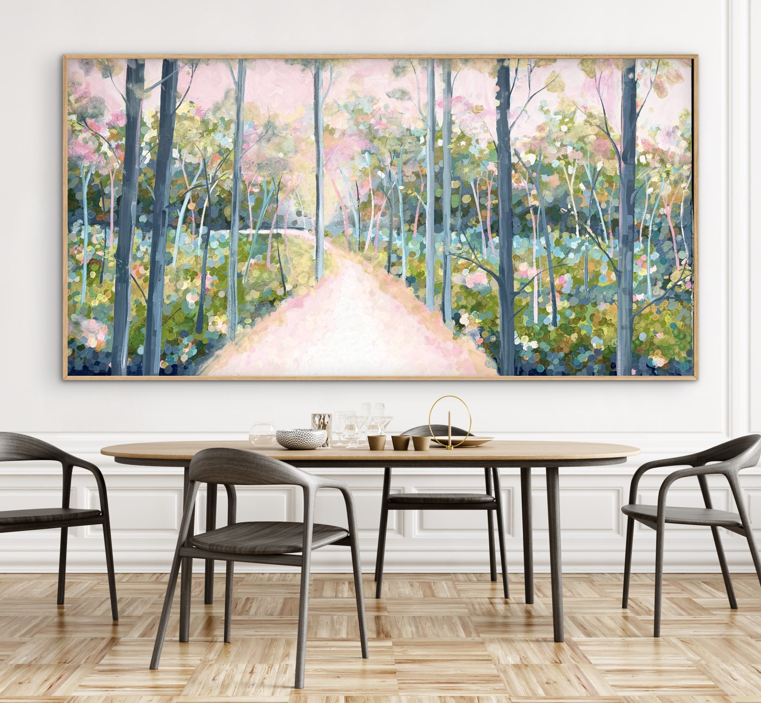 Forest Pathways 187x97 framed large textured abstract