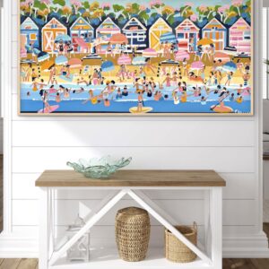Brighton Bathers 157x 80 framed large abstract beach scene