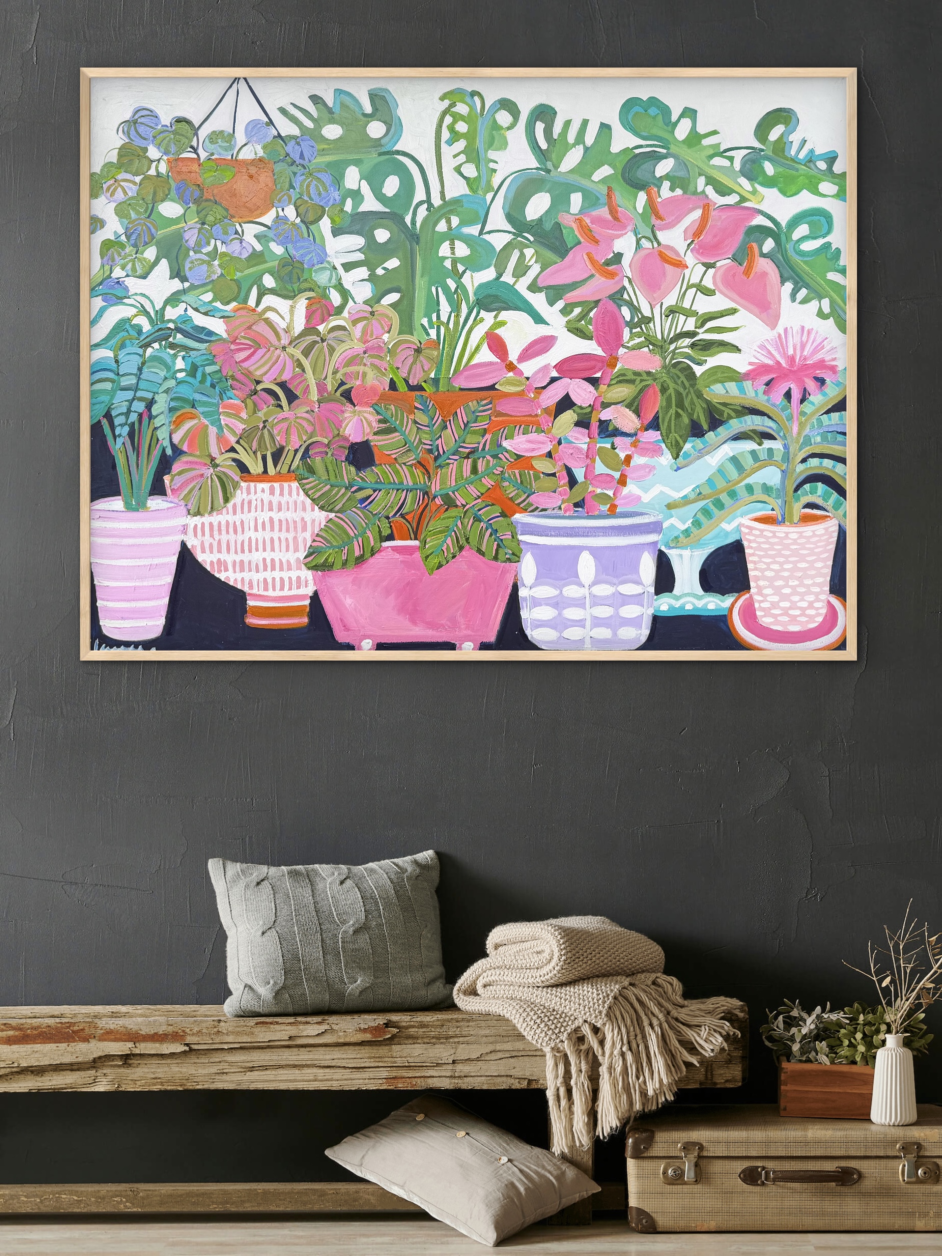 Plant Life 126x96 framed abstract floral - Image 4