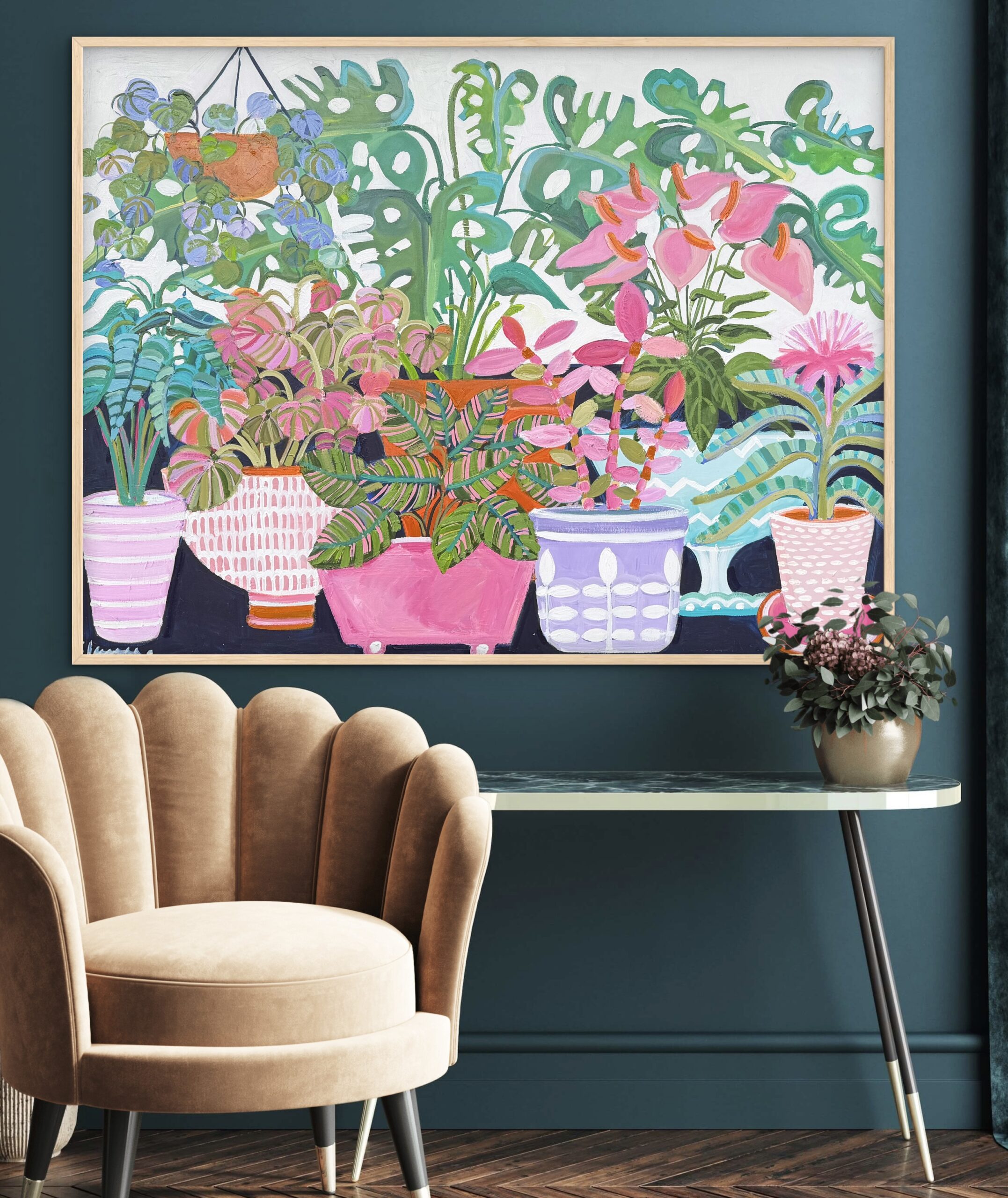 Plant Life 126x96 framed abstract floral - Image 2