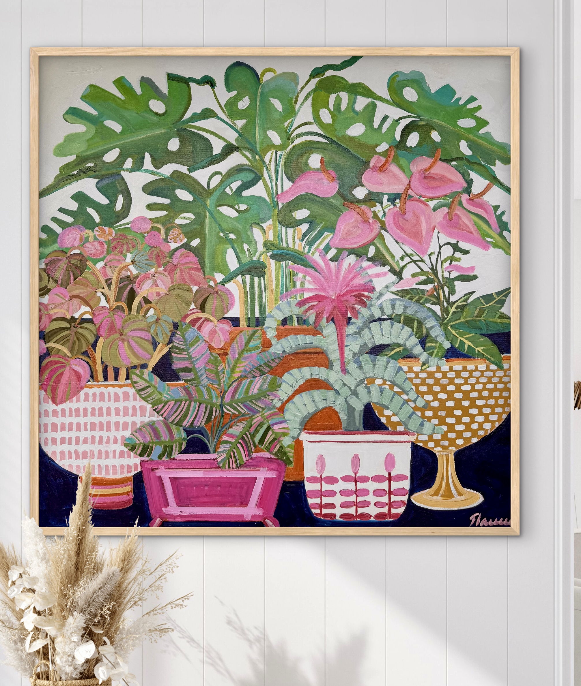 Hot House Flowers 106x106 framed large textured abstract flora - Image 7