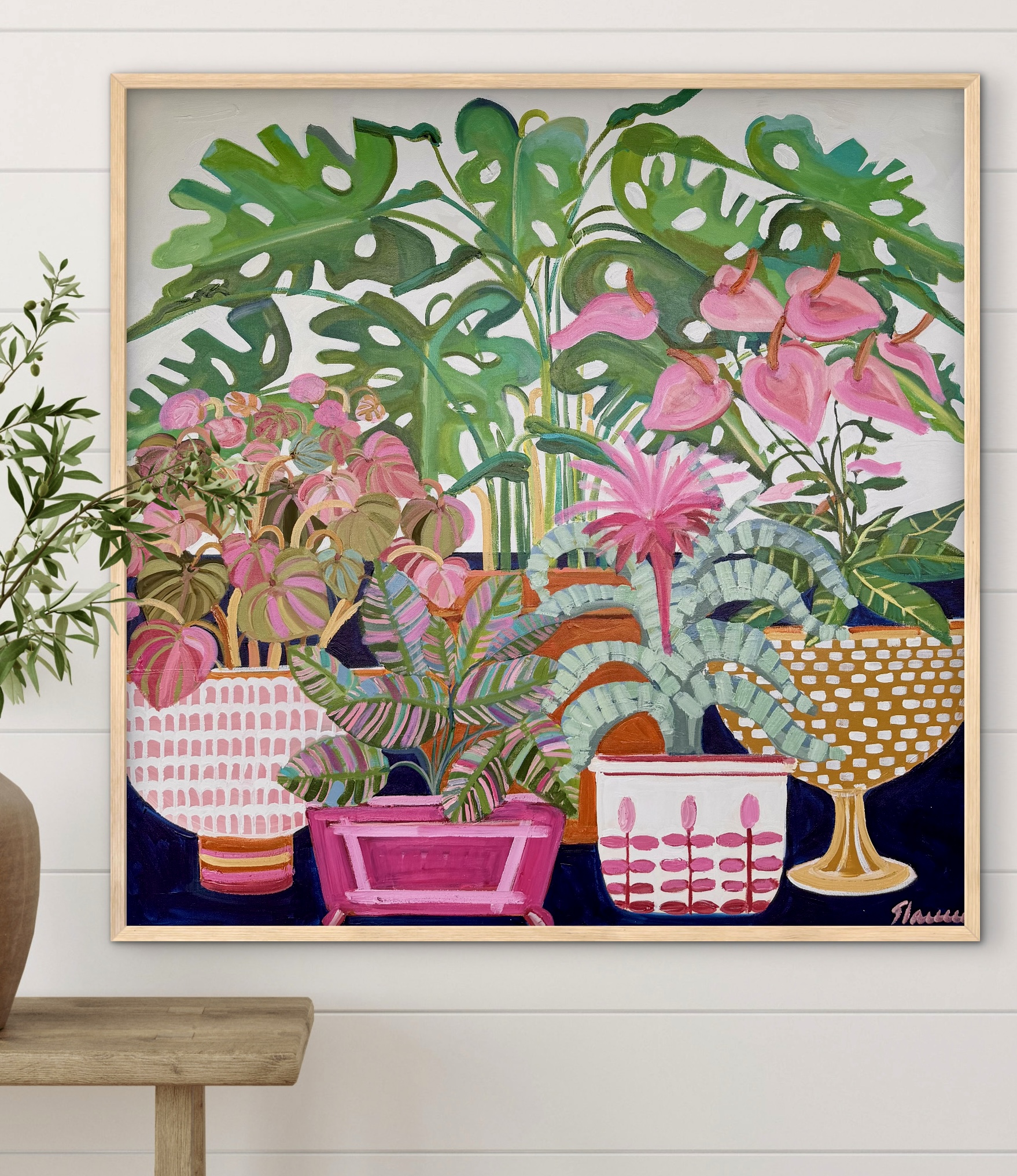Hot House Flowers 106x106 framed large textured abstract flora - Image 3
