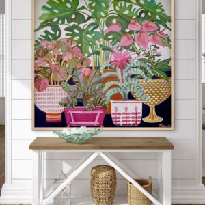 Hot House Flowers 106x106 framed large textured abstract flora