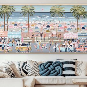 Holiday Heaven 187x97 framed large textured abstract beachscape