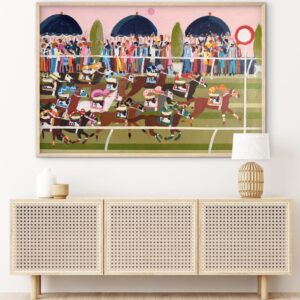 Country Town Races 96x 66 framed large abstract sport scene