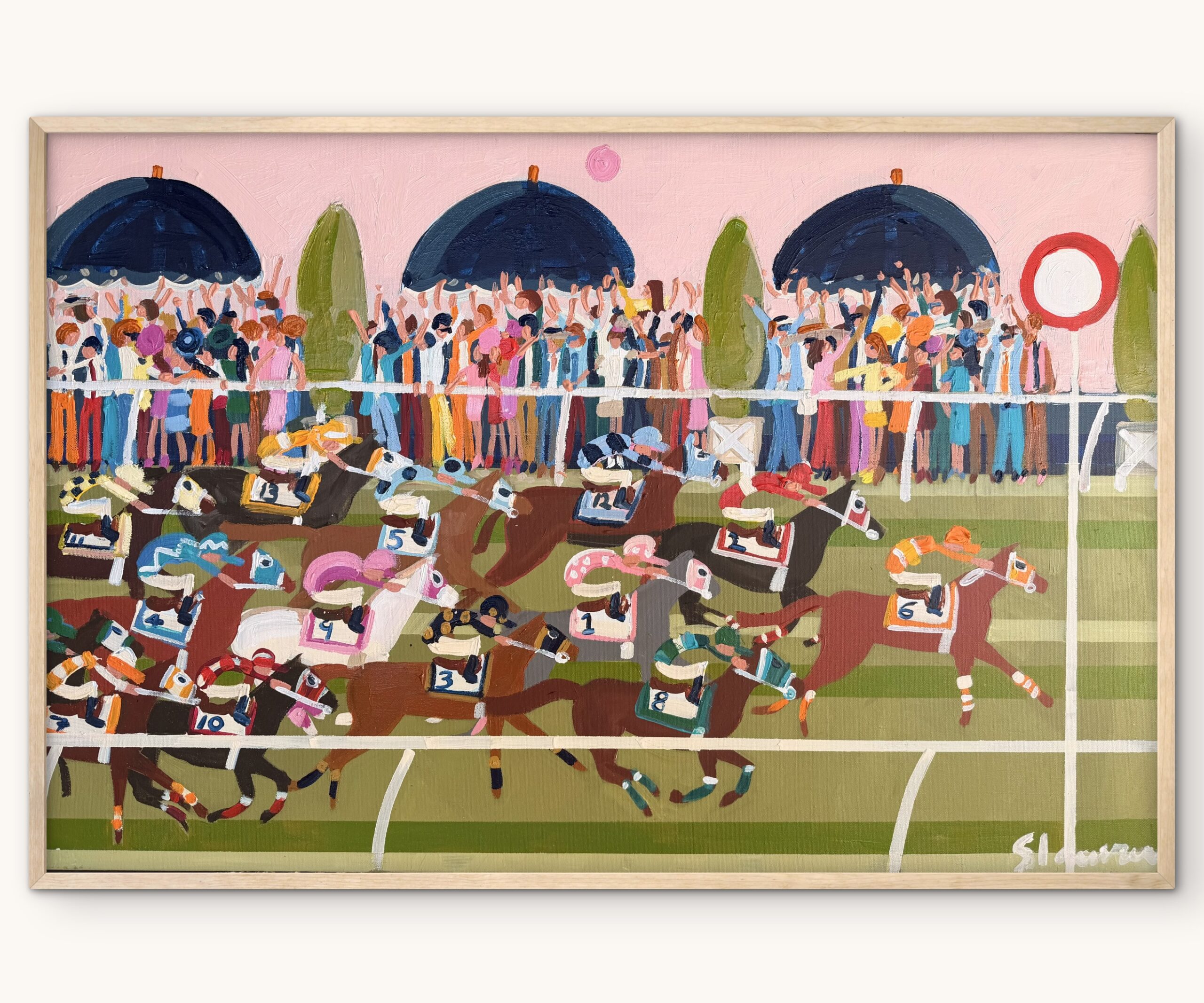 Country Town Races 96x 66 framed large abstract sport scene - Image 2