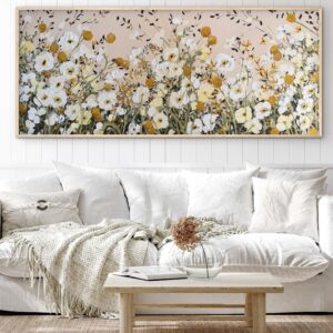 Poppies and Billy Buttons 157x67 framed large textured floral