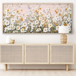 Poppies and Billy Buttons 157x67cm framed
