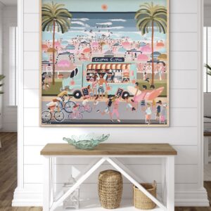 Beach Barista 106x106 framed beachscape