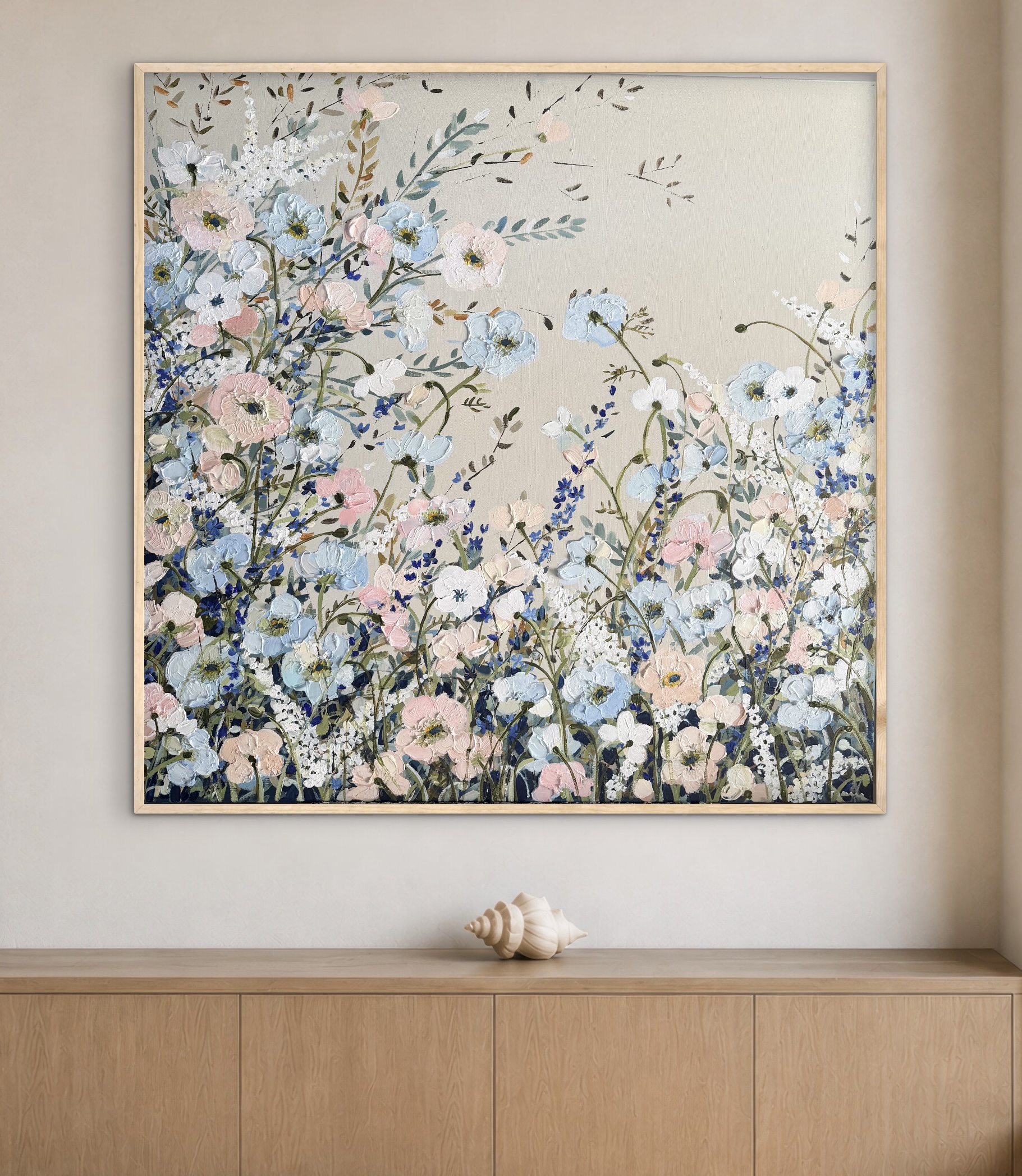 Coastal Poppies 106x106cm framed
