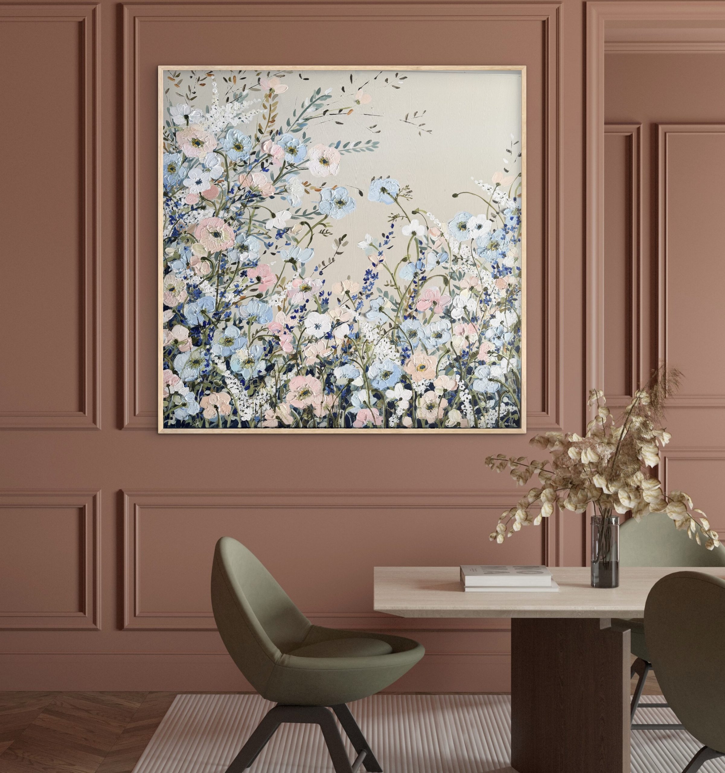 Coastal Poppies 106x106cm framed - Image 4