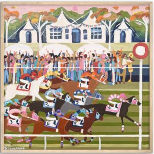 Country Town Races 66 x 66 framed horse racing scene