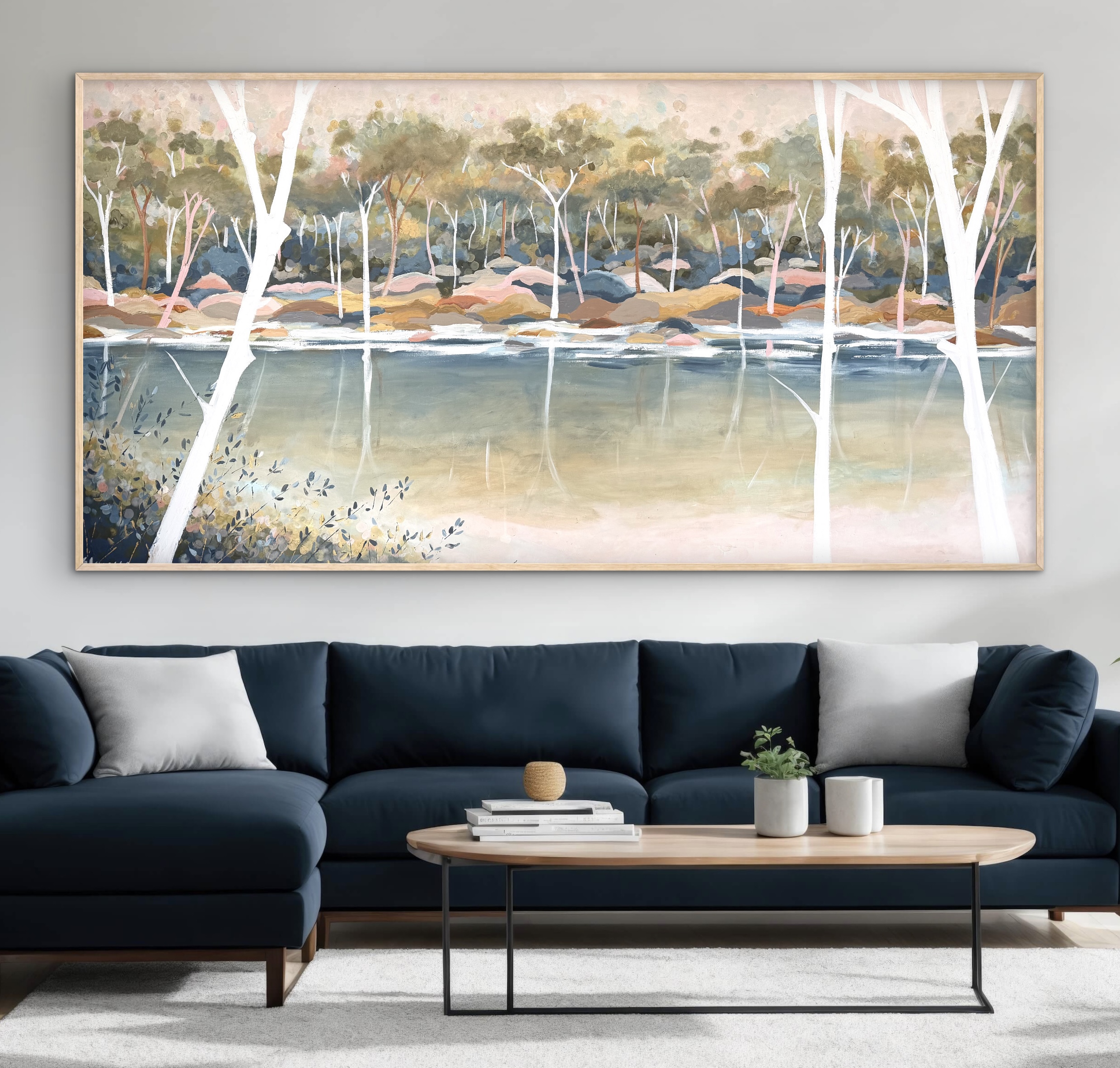 Coastal Harmony 187x97 framed large textured abstract - Image 3