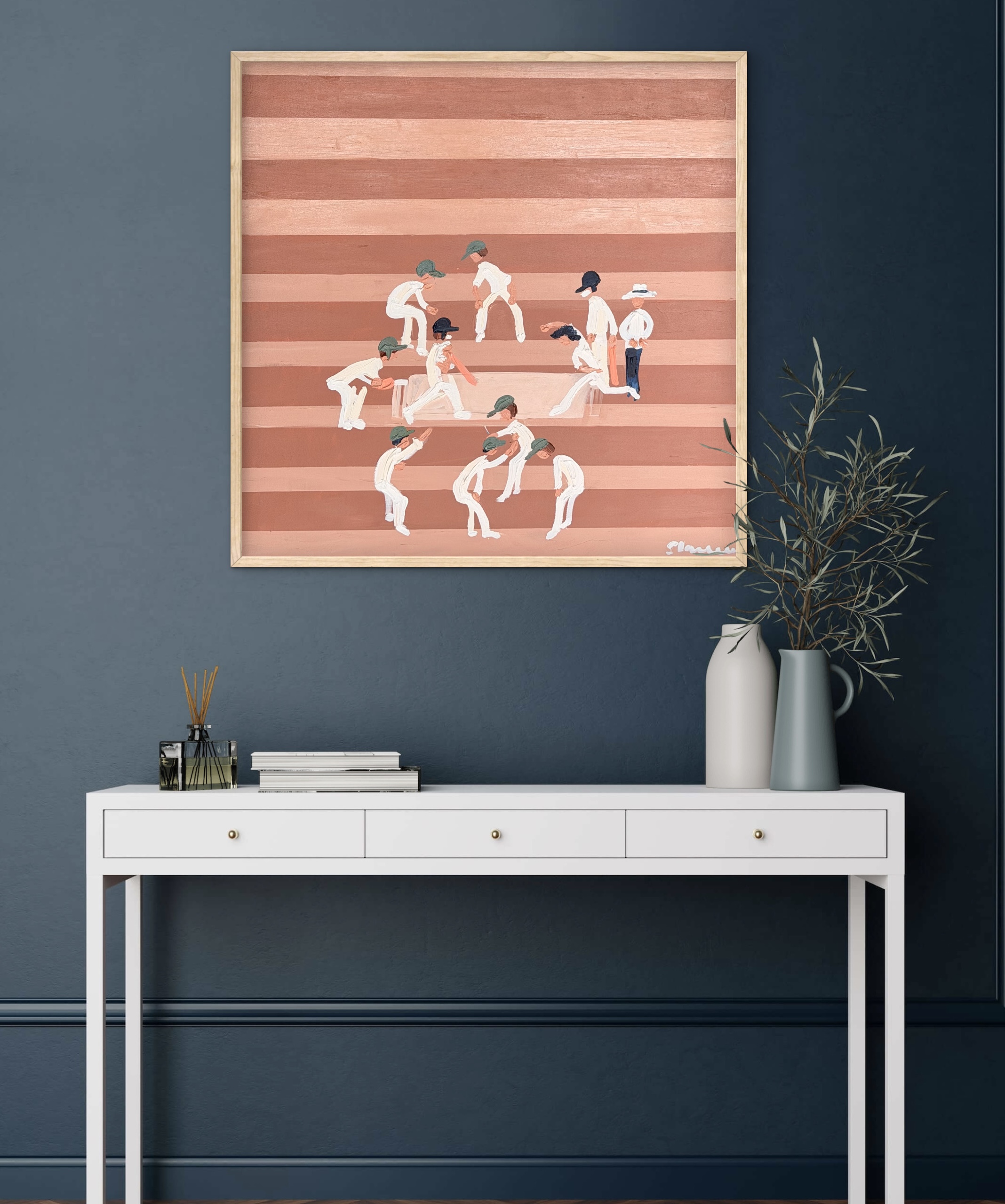 Cricket Club 66x66 framed cricket scene - Image 4