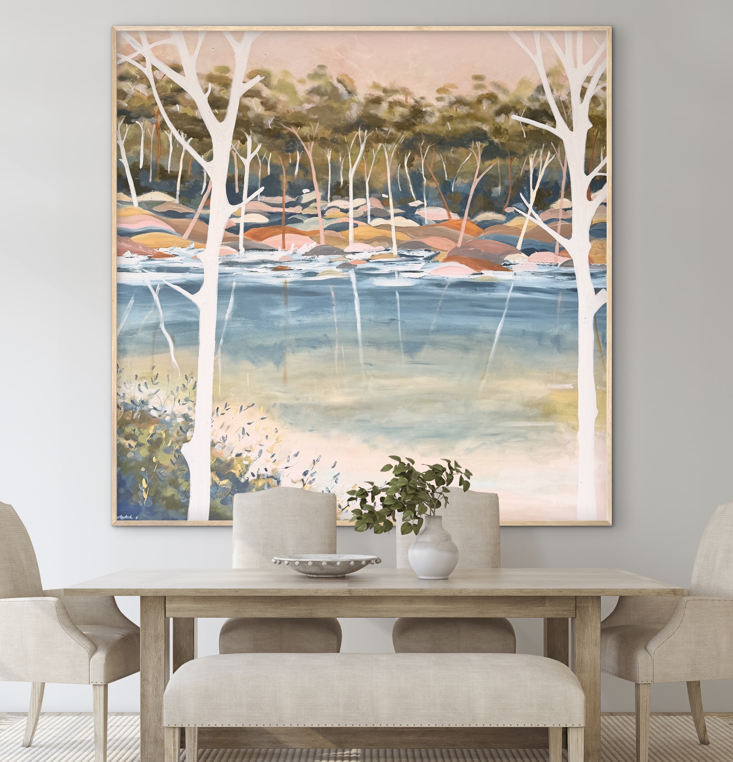 Coastal Harmony 146x146cm framed large textured abstract - Image 5