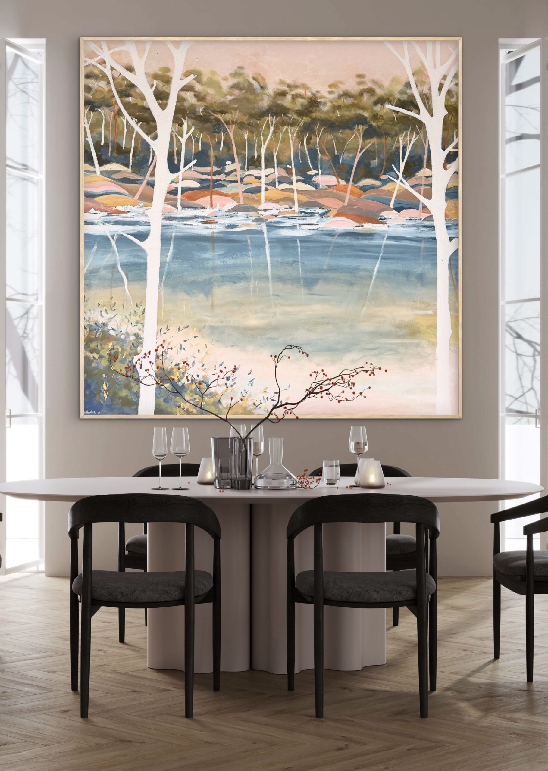 Coastal Harmony 146x146cm framed large textured abstract - Image 3