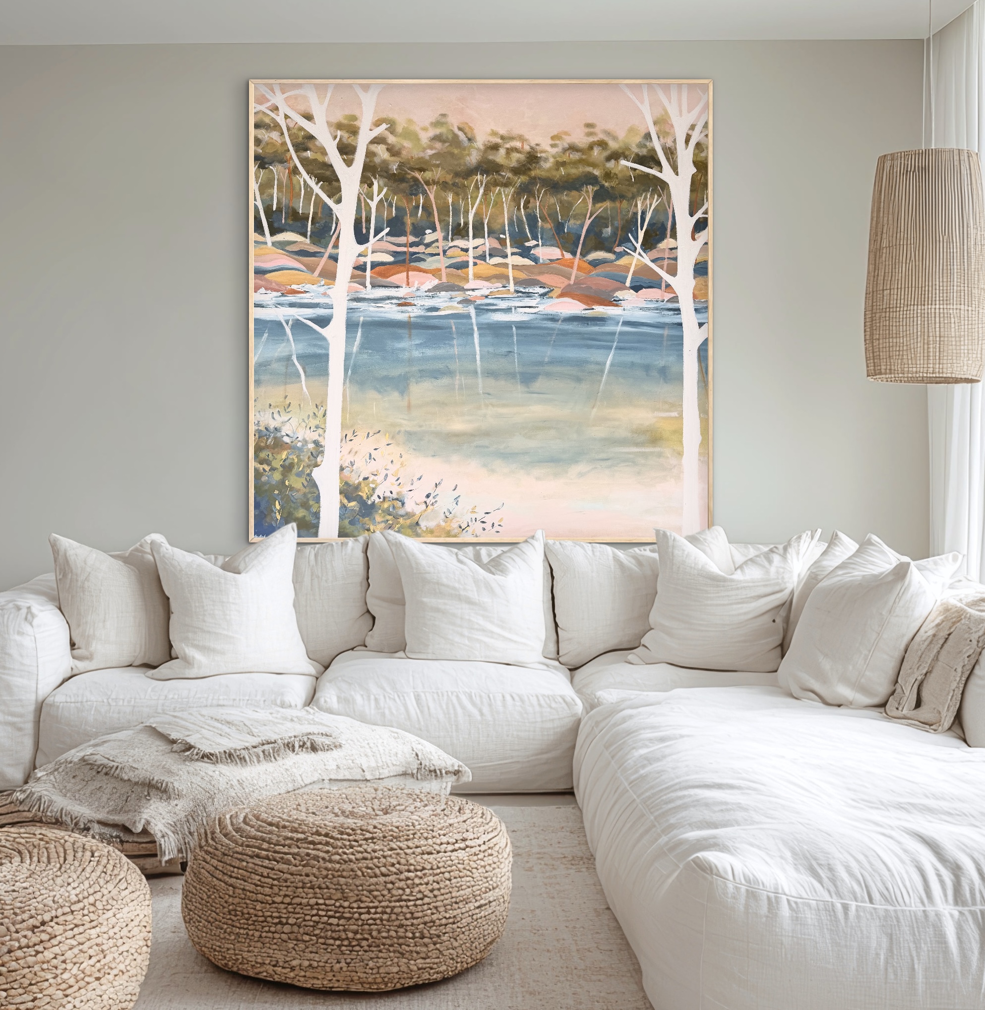 Coastal Harmony 146x146cm framed large textured abstract - Image 6