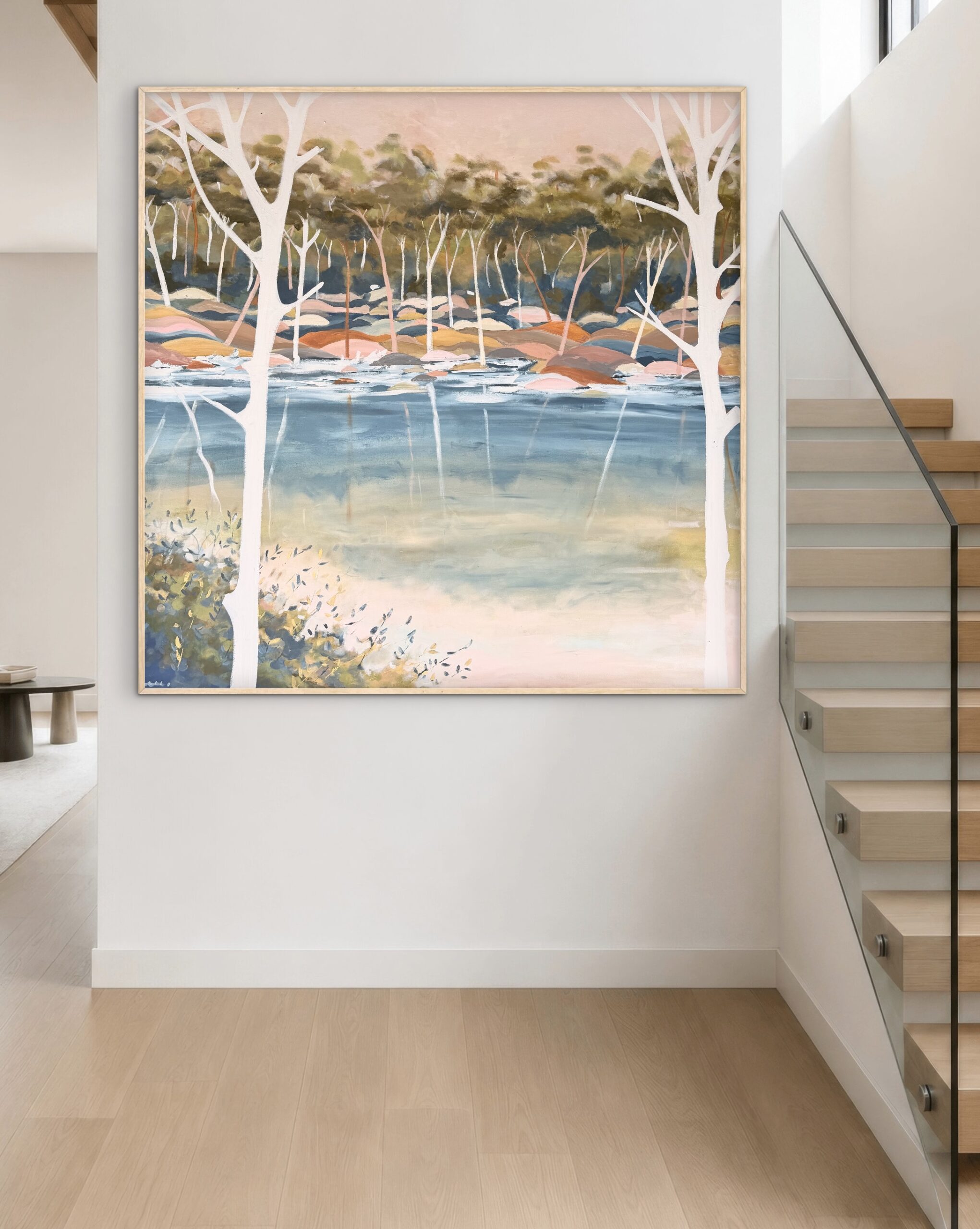 Coastal Harmony 146x146cm framed large textured abstract - Image 2