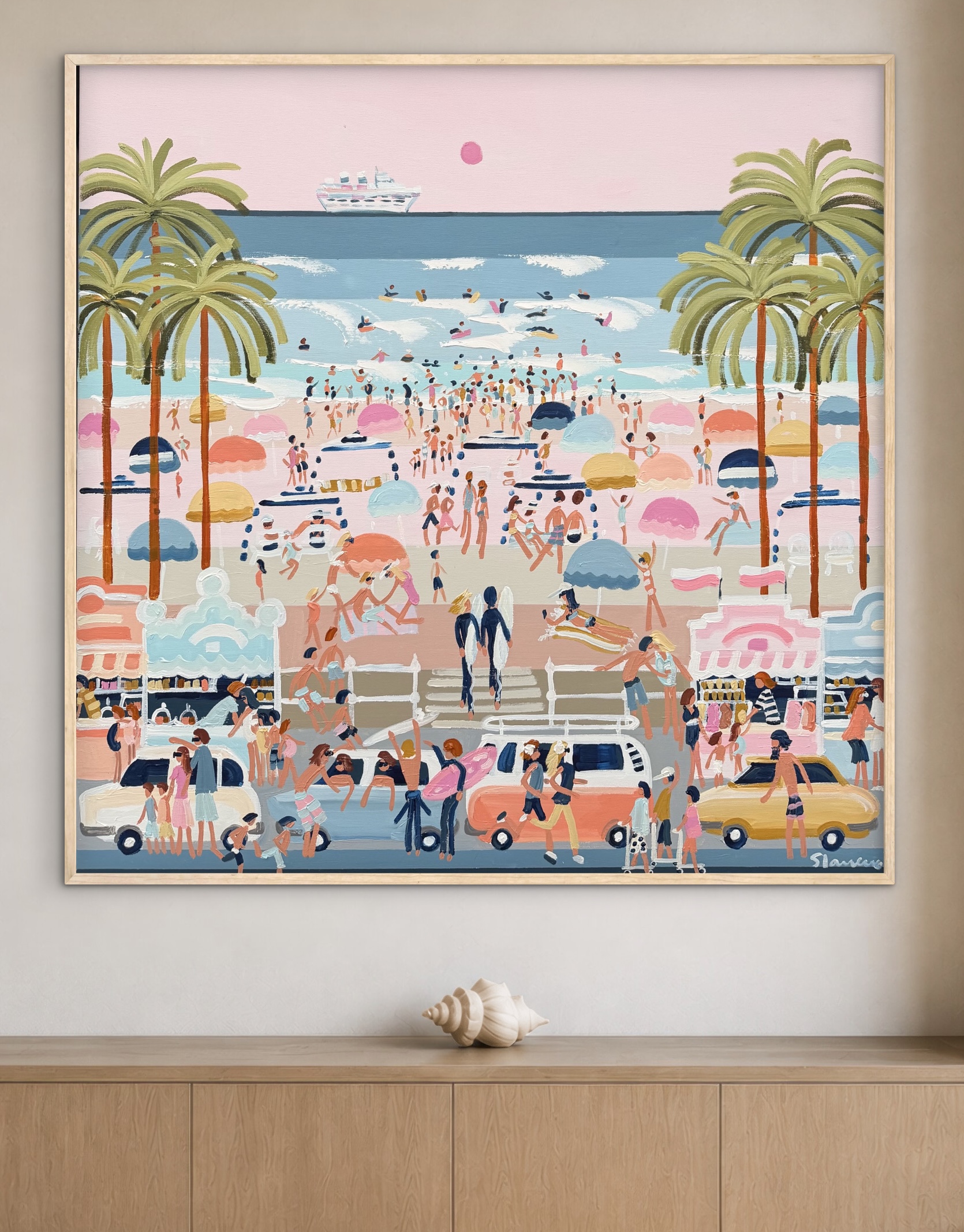 Palm Beach 106x106 cm framed - Image 6