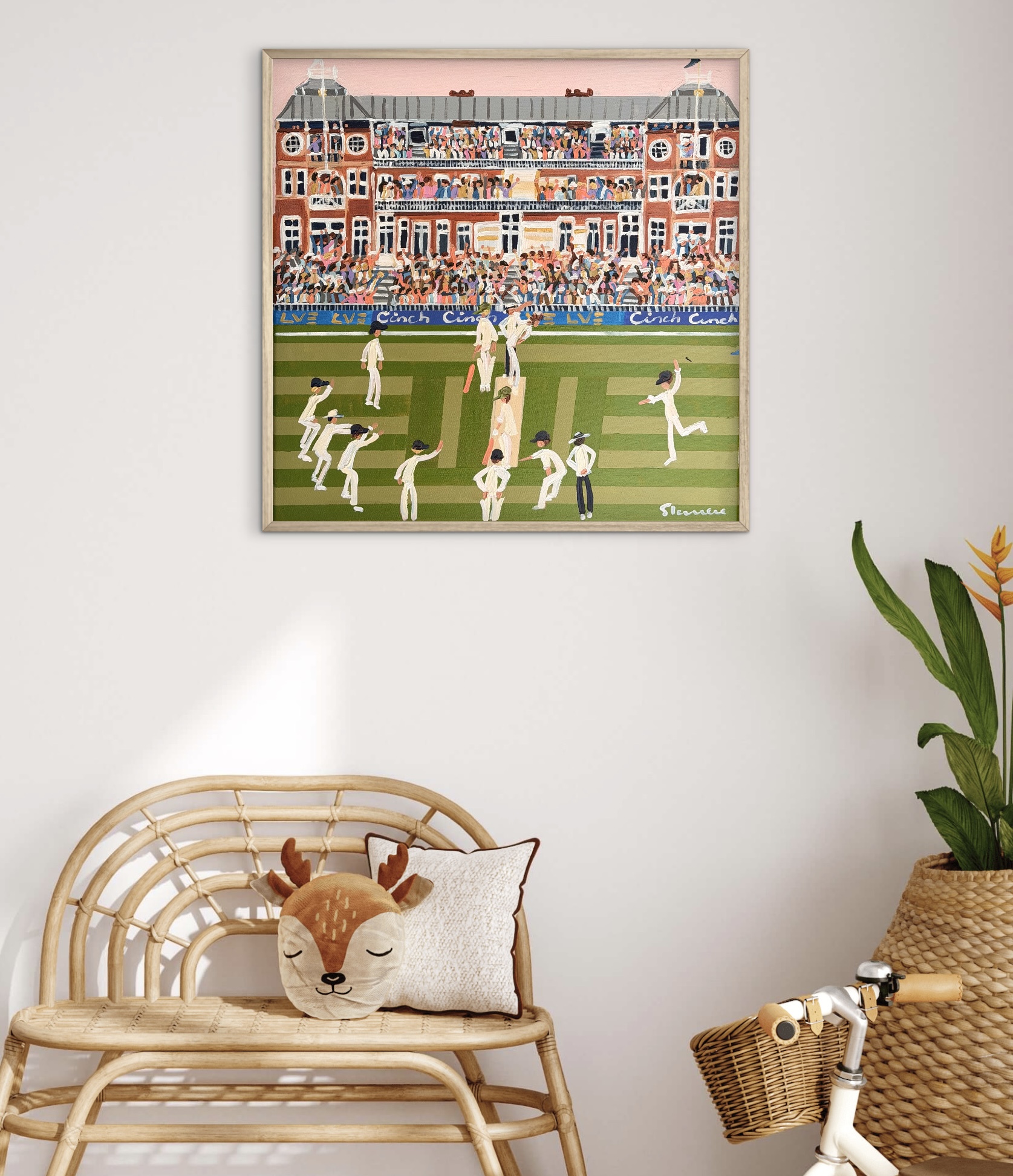 Lords 64x64cm framed cricket scene - Image 3