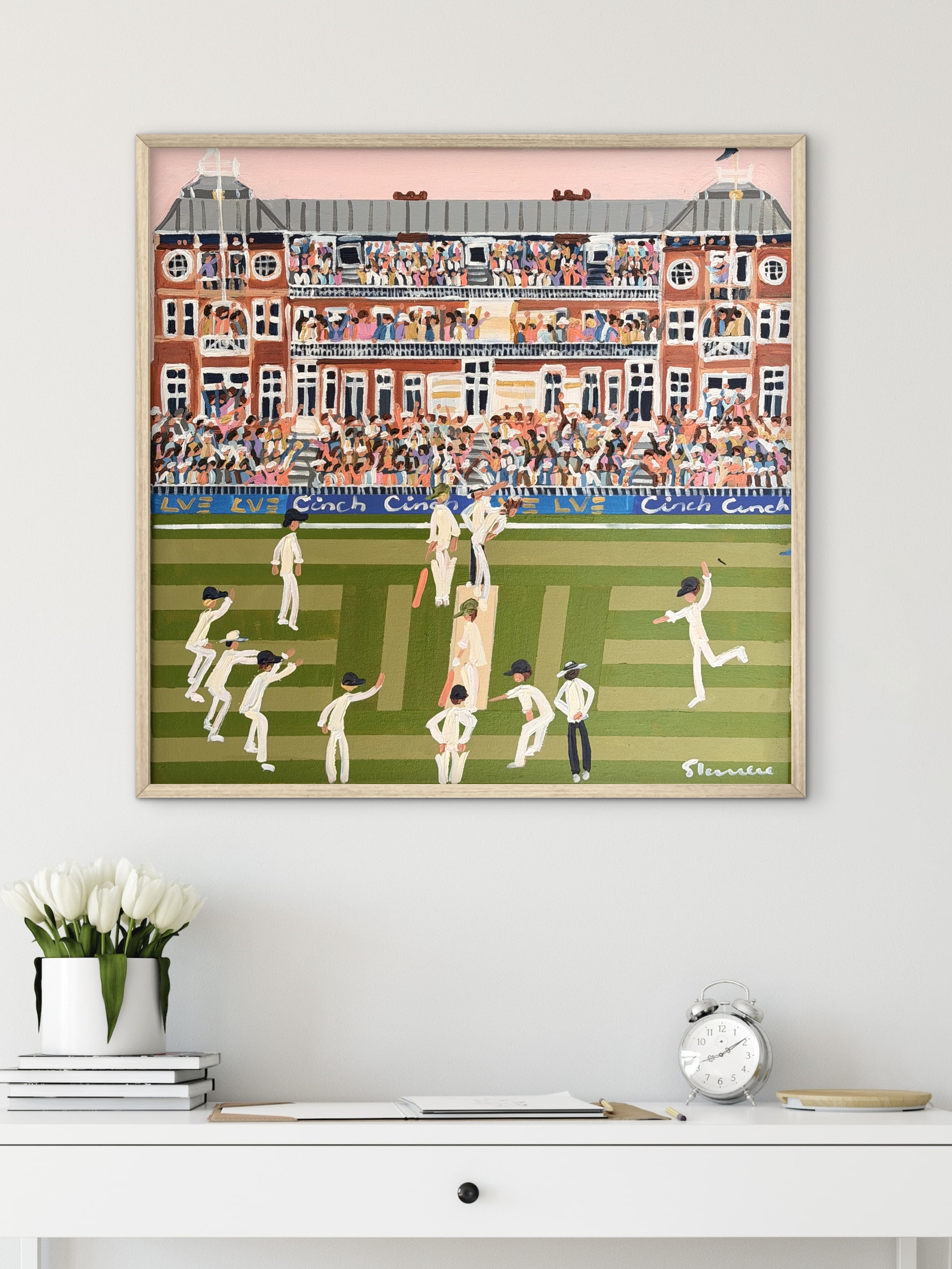Lords 64x64cm framed cricket scene - Image 2