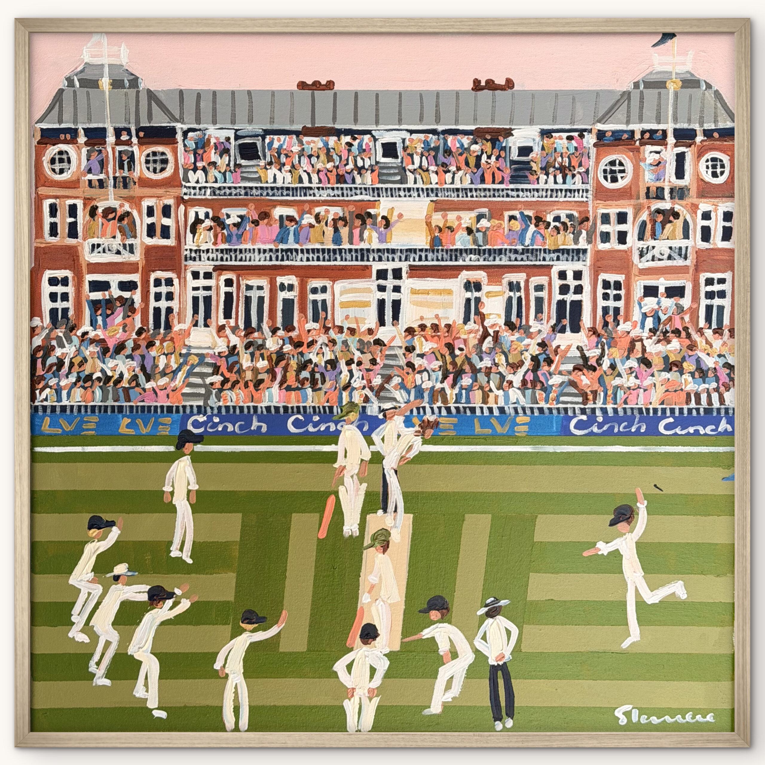 Lords 64x64cm framed cricket scene