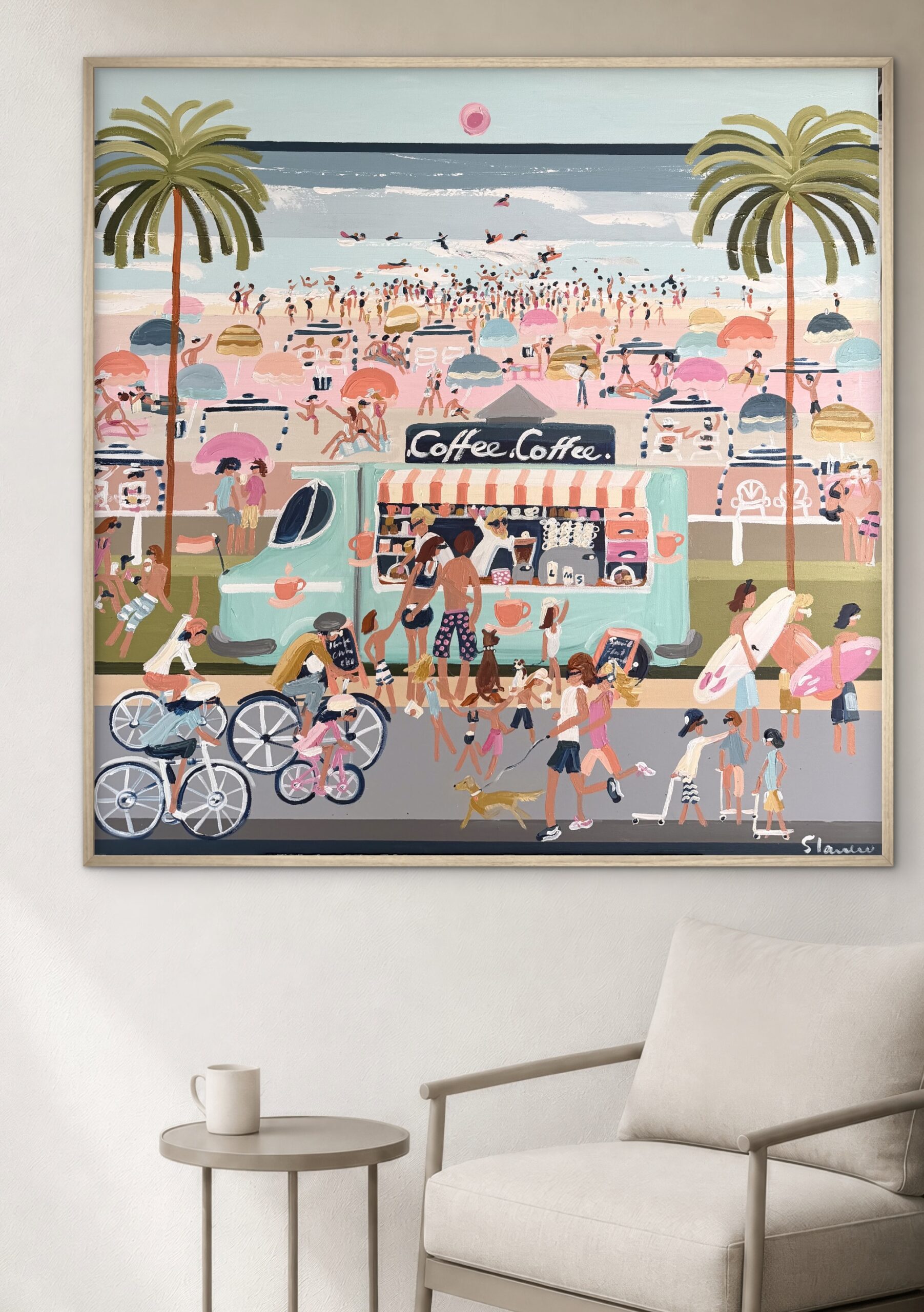 Beach Barista 106x106 framed beachscape - Image 6