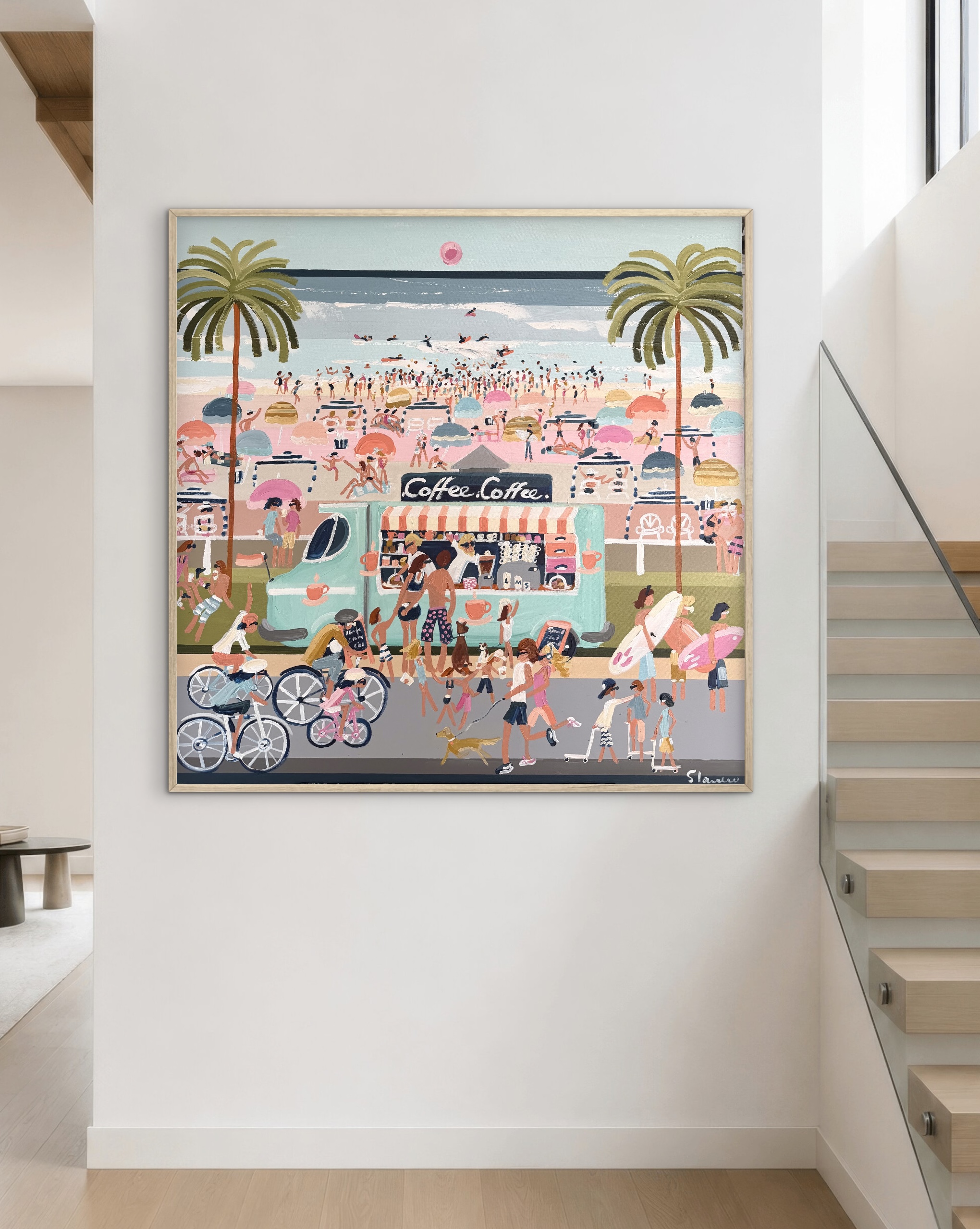 Beach Barista 106x106 framed beachscape - Image 5