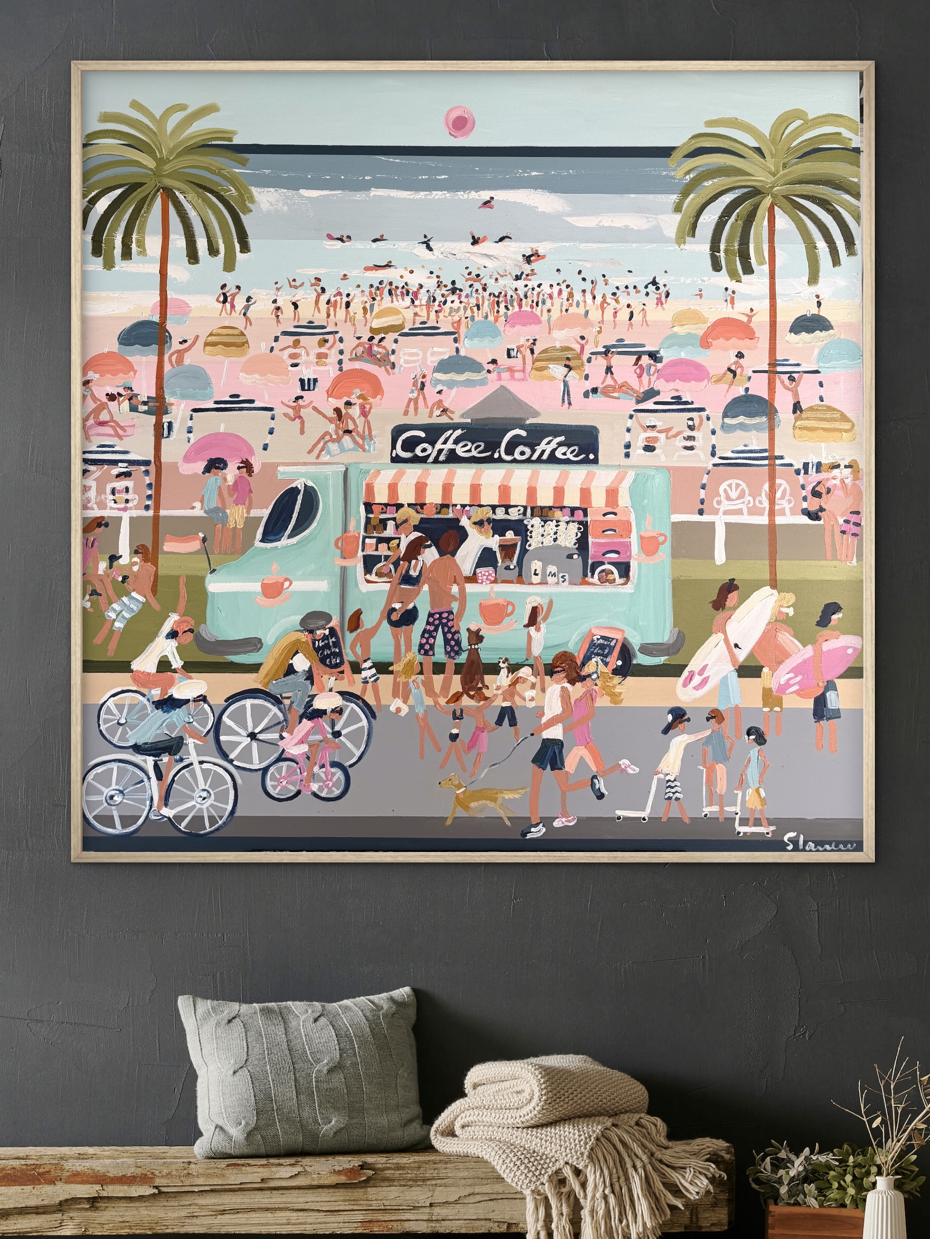 Beach Barista 106x106 framed beachscape - Image 4