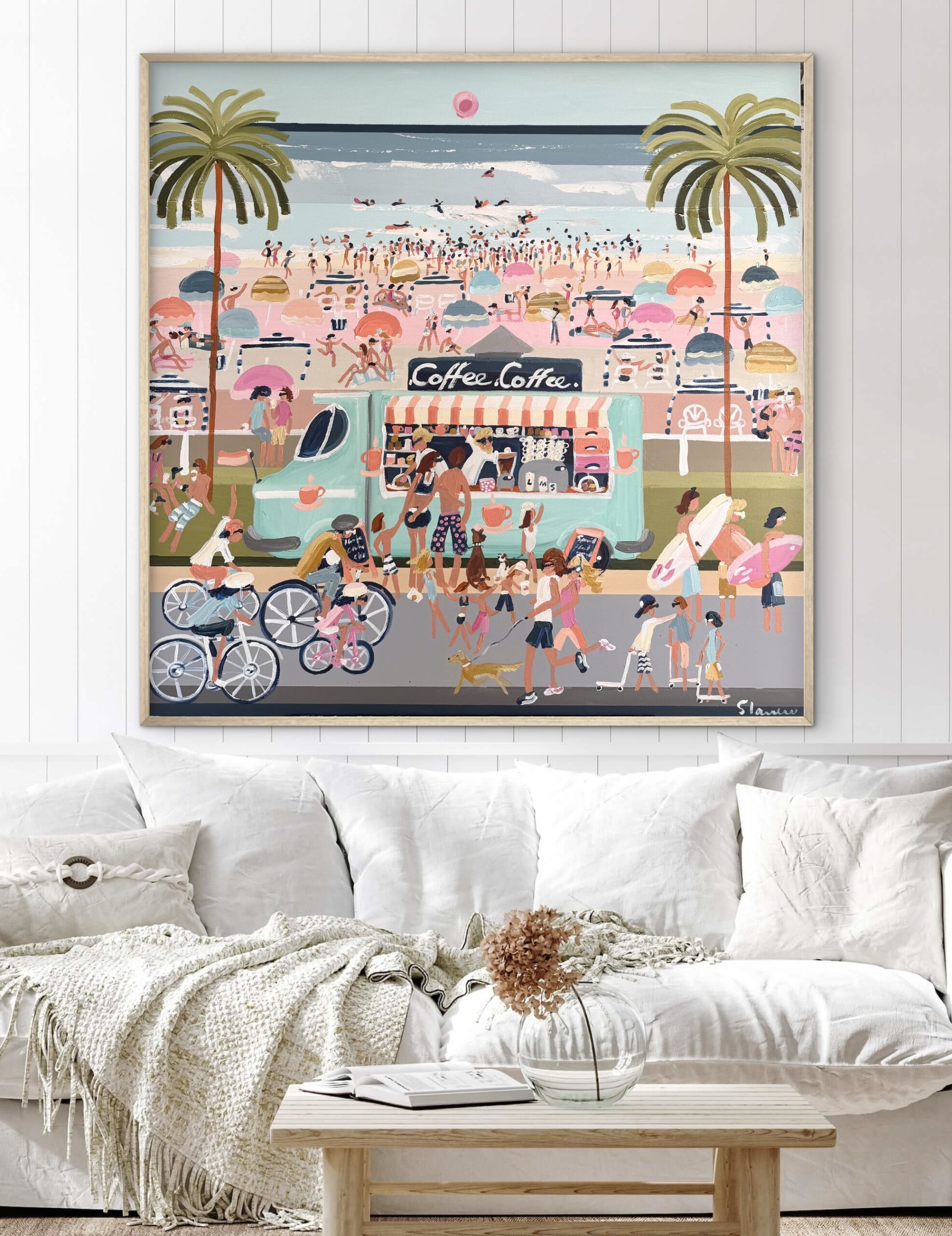 Beach Barista 106x106 framed beachscape - Image 2