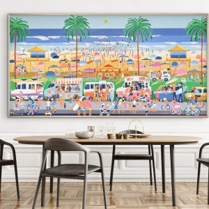 Beaches and Cream 187x97 framed large textured abstract beachscape