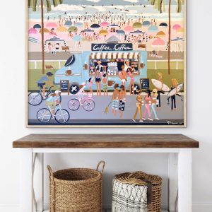 Beach Barista 106x106cm framed