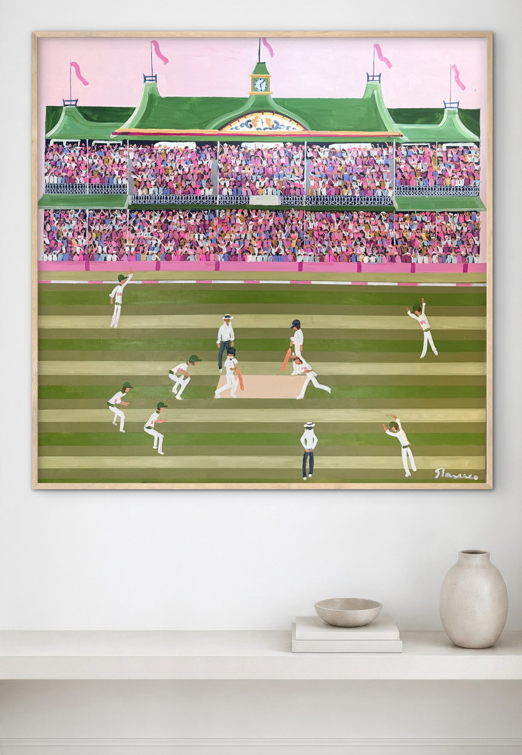 Cricket Pink Test 106x106cm framed - Image 2