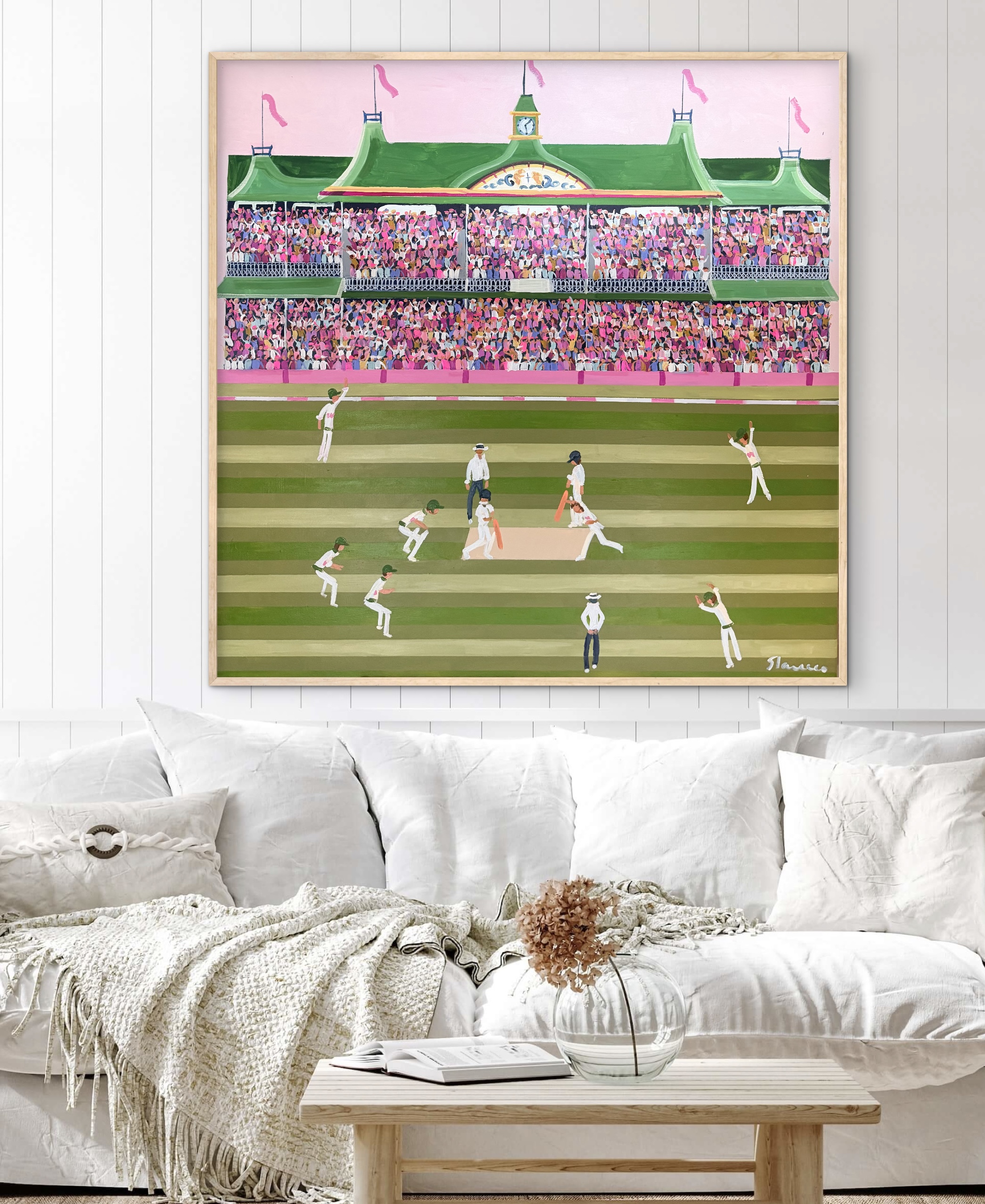 Cricket Pink Test 106x106cm framed - Image 8