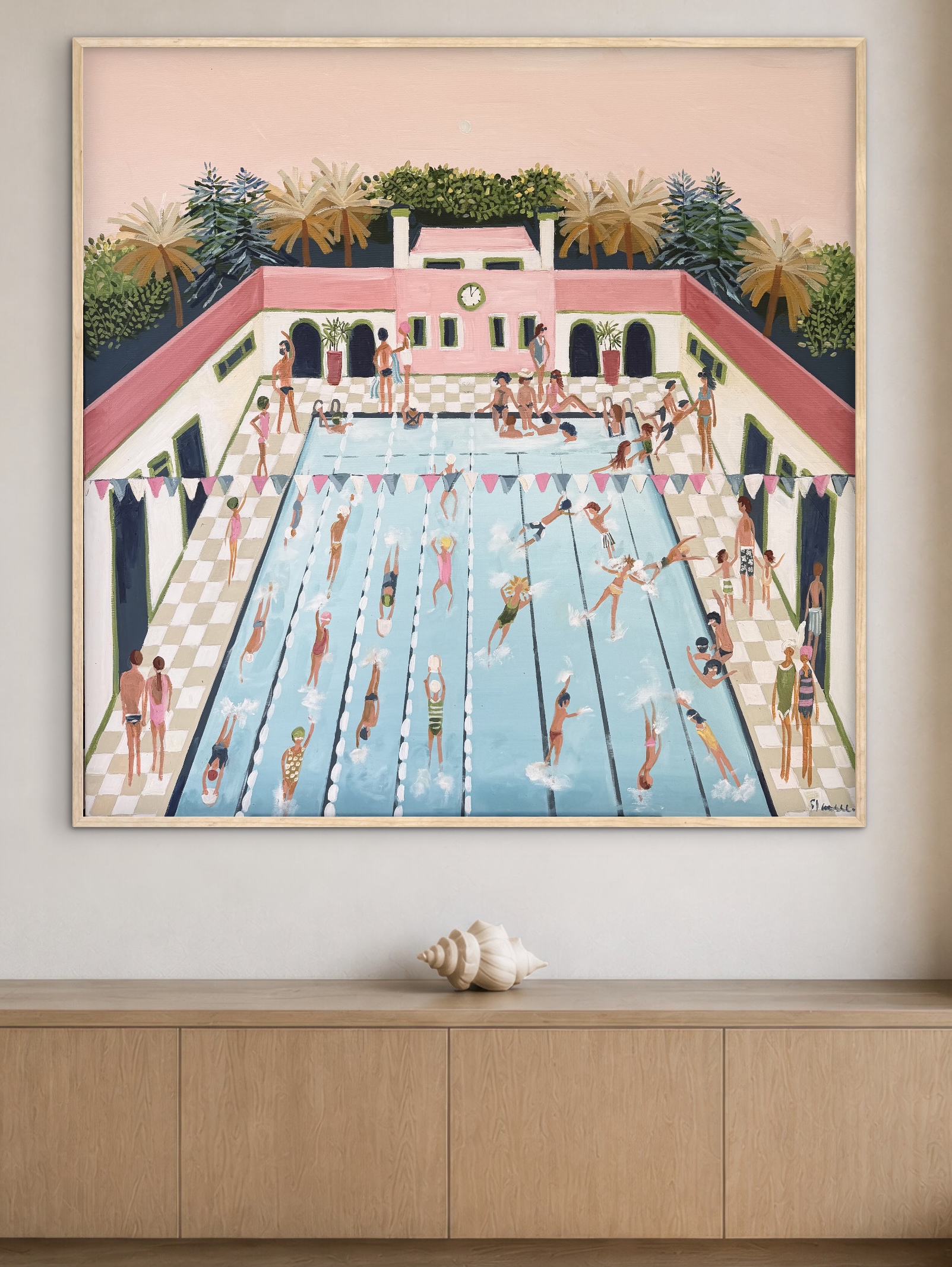 Bathing Beauties 106 x 106cm Framed