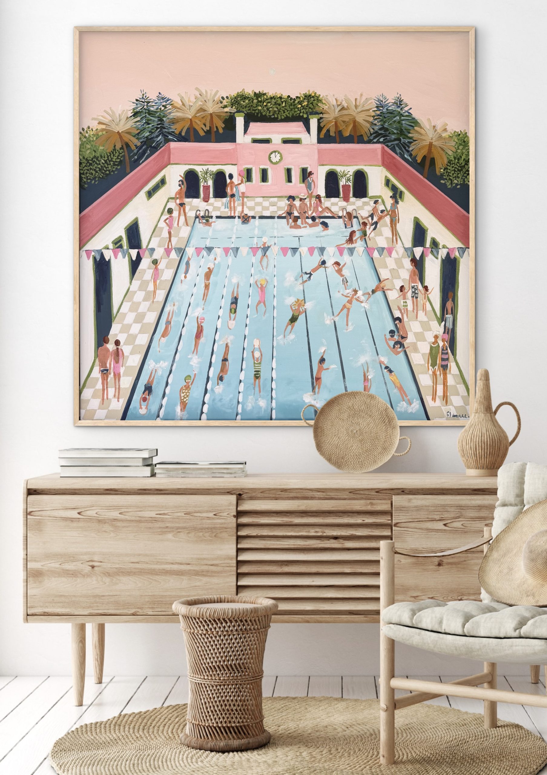 Bathing Beauties 106 x 106cm Framed - Image 2