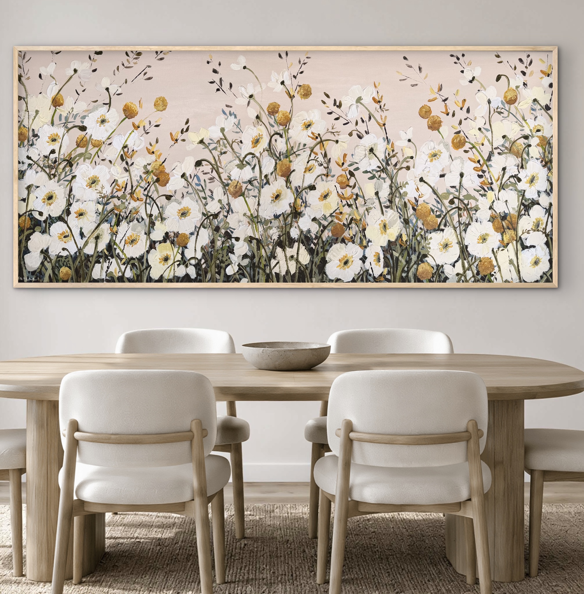 Poppies and Billy Buttons 157x67cm framed - Image 6