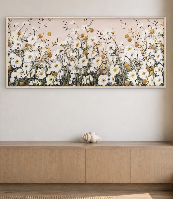 Poppies and Billy Buttons 157x67cm framed