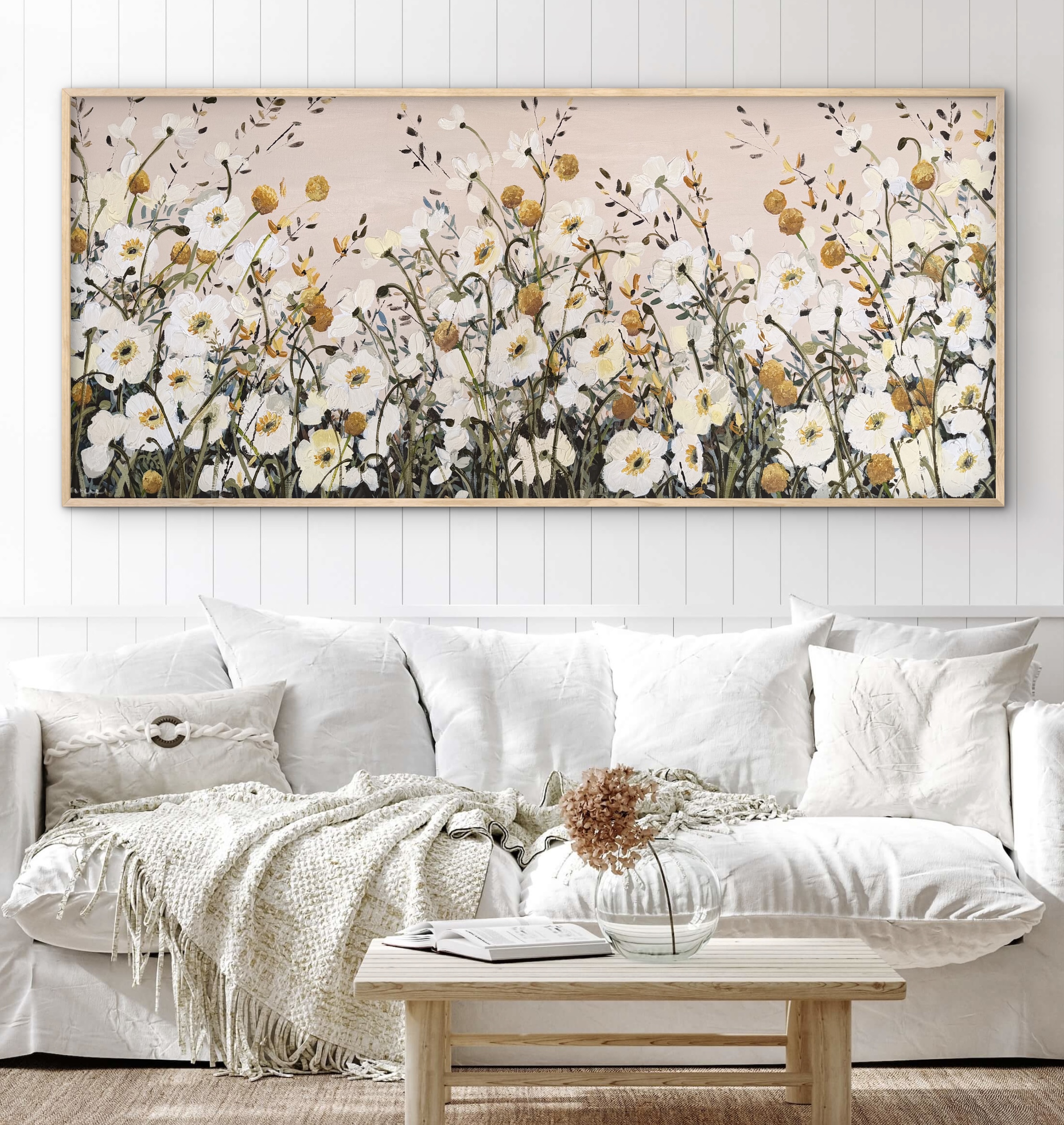 Poppies and Billy Buttons 157x67cm framed - Image 2