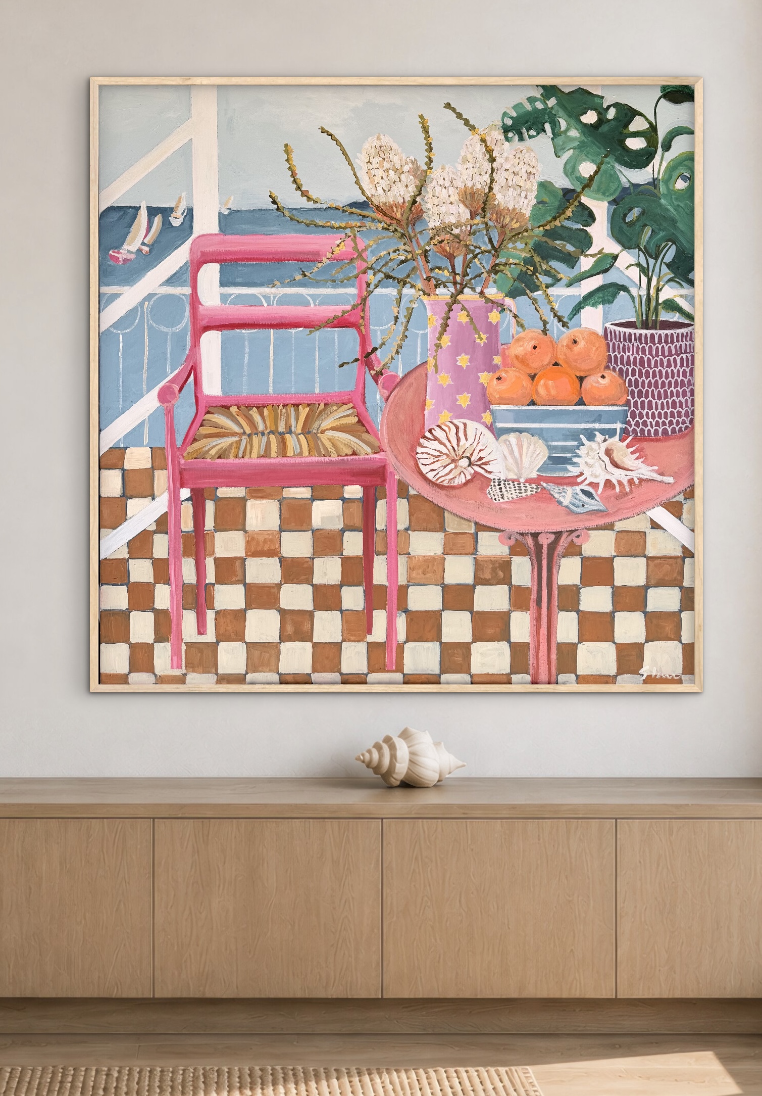 Beachcomber 106x106cm framed