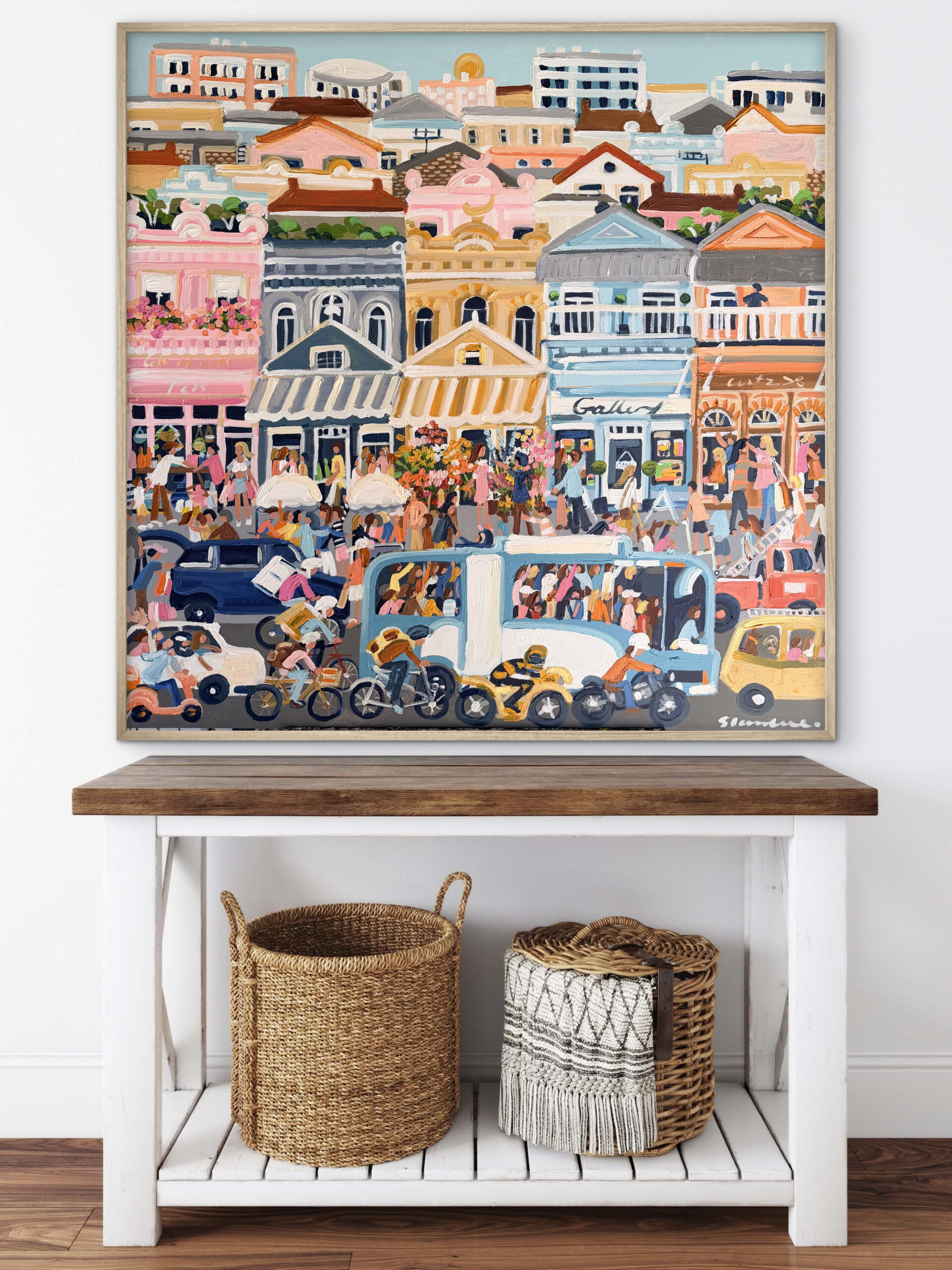 Street Life 106x106 cm framed