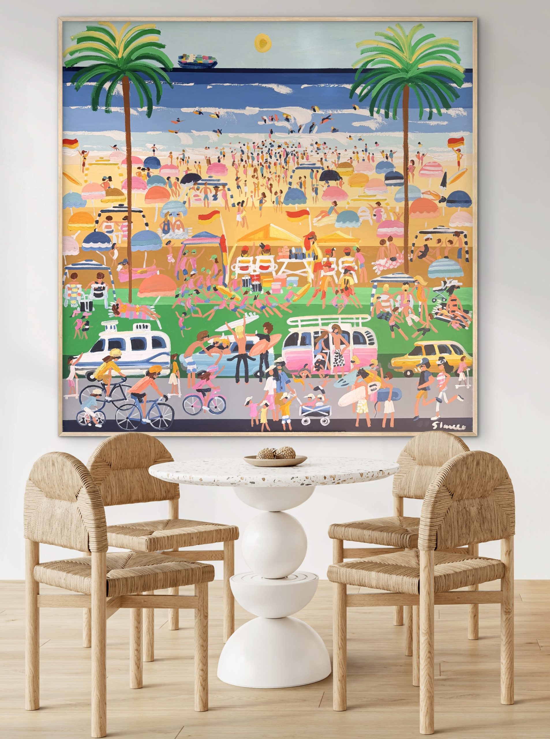 Busy Saturdays 146 x 146cm framed - Image 5